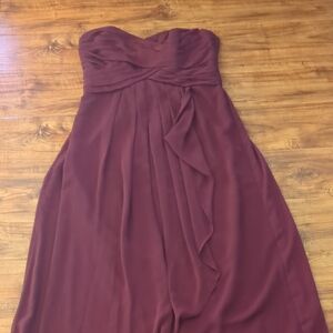 David's Bridal Strapless Wine Dress